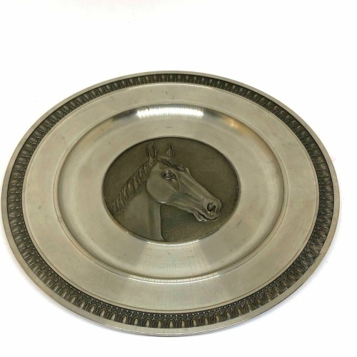 Zinnteller Pferdekopf Pferde Etain Röders Zinn ca. 22 cm ca. 500g 50006