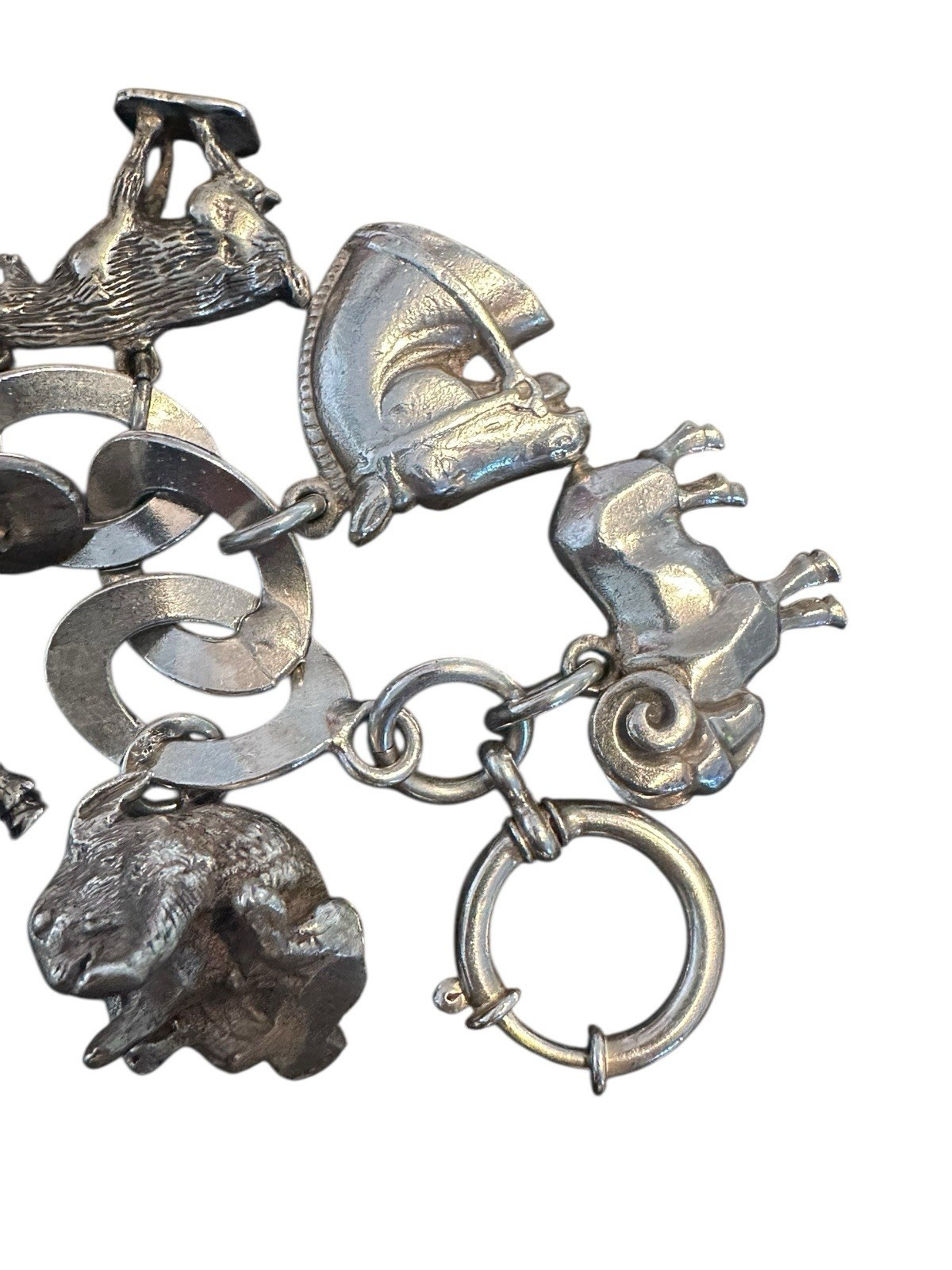 Highlight Charivari Kette Silber 13 Anhänger Tiere Silber Kette 22 cm gepunzt