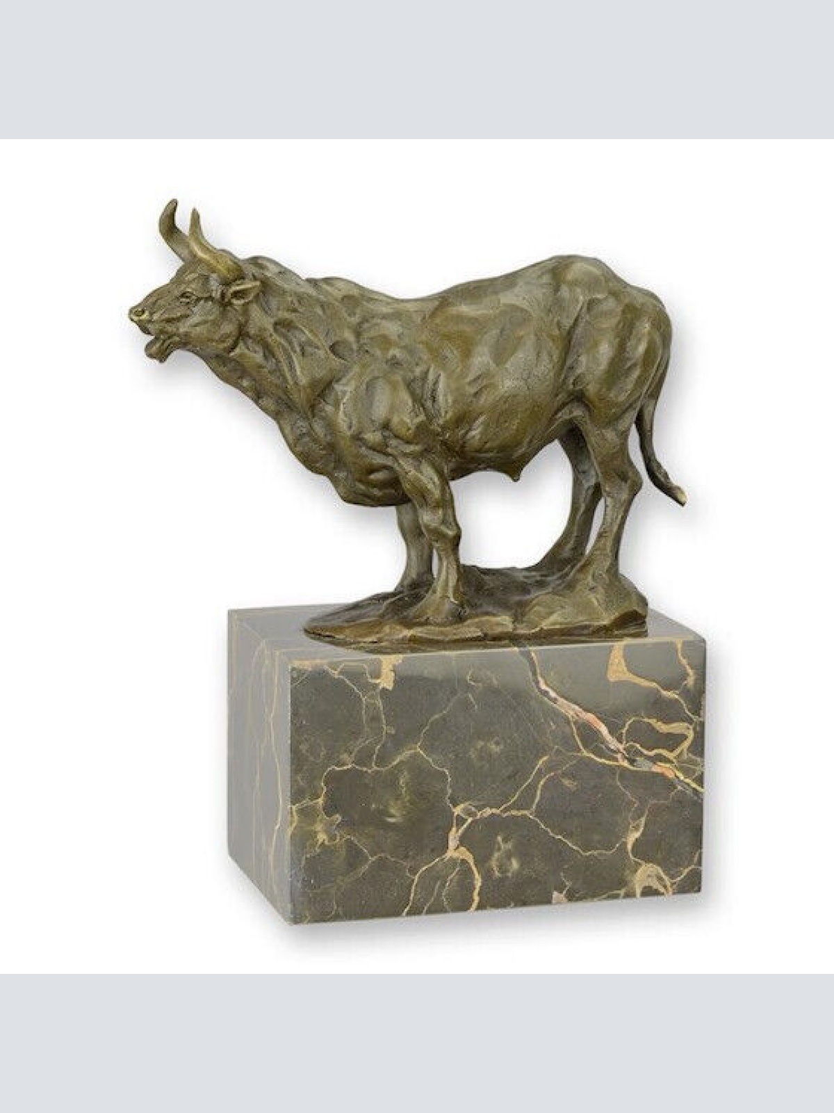 Bronze Skulptur auf Marmor Block Stier H 21,4 L 8,1 NLSL-13 4