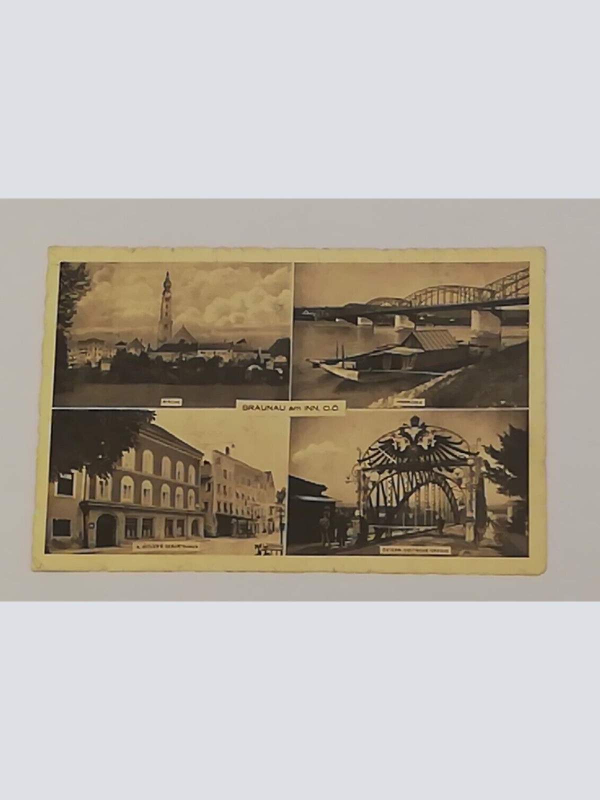 Oberösterreich Braunau Inn Brücke Kirche Grenze Geburtshaus Boot 600683 B