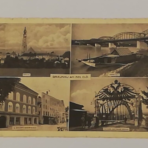 Oberösterreich Braunau Inn Brücke Kirche Grenze Geburtshaus Boot 600683 B