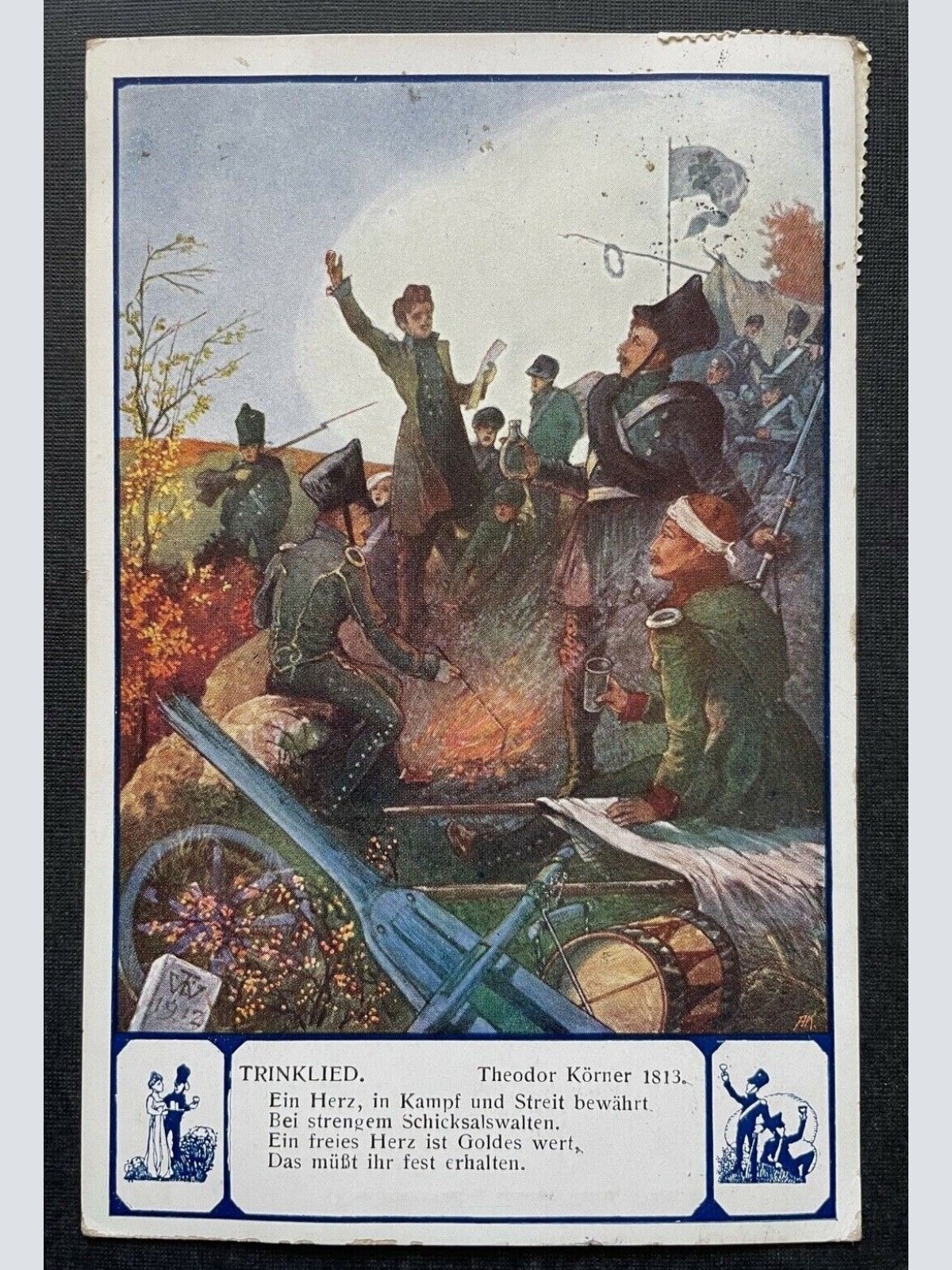 Trinklied Spruch T.Körner Soldat Uniform Helm Flagge Krieg Militär 400282 TH
