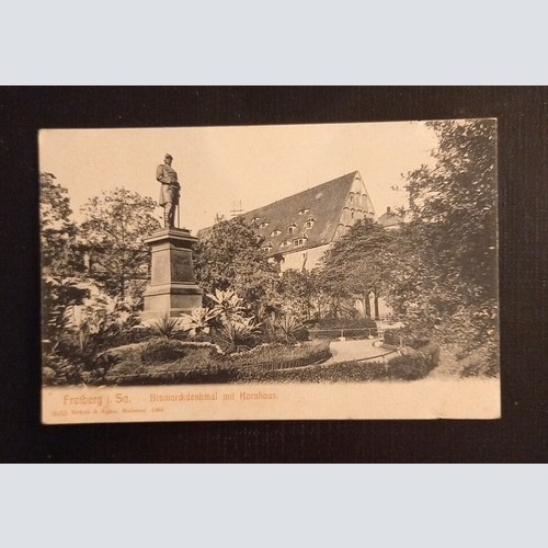 Freiberg Bismarckdenkmal Mit Rathaus 0137 Ga E