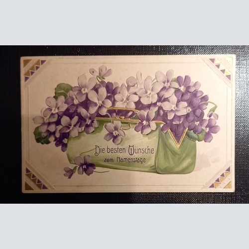 Prägekarte Die Besten Wünsche Zum Namenstag Tasche Mit Veilchen Ga B