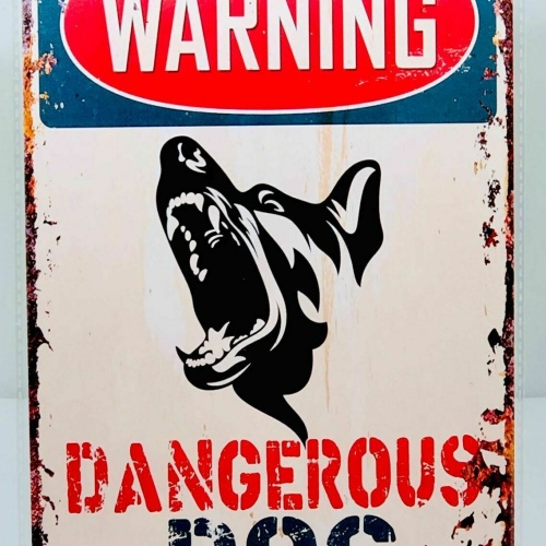 Nostalgie Vintage Retro Blechschild "WARNING Dangerous DOG" 30x20 12065