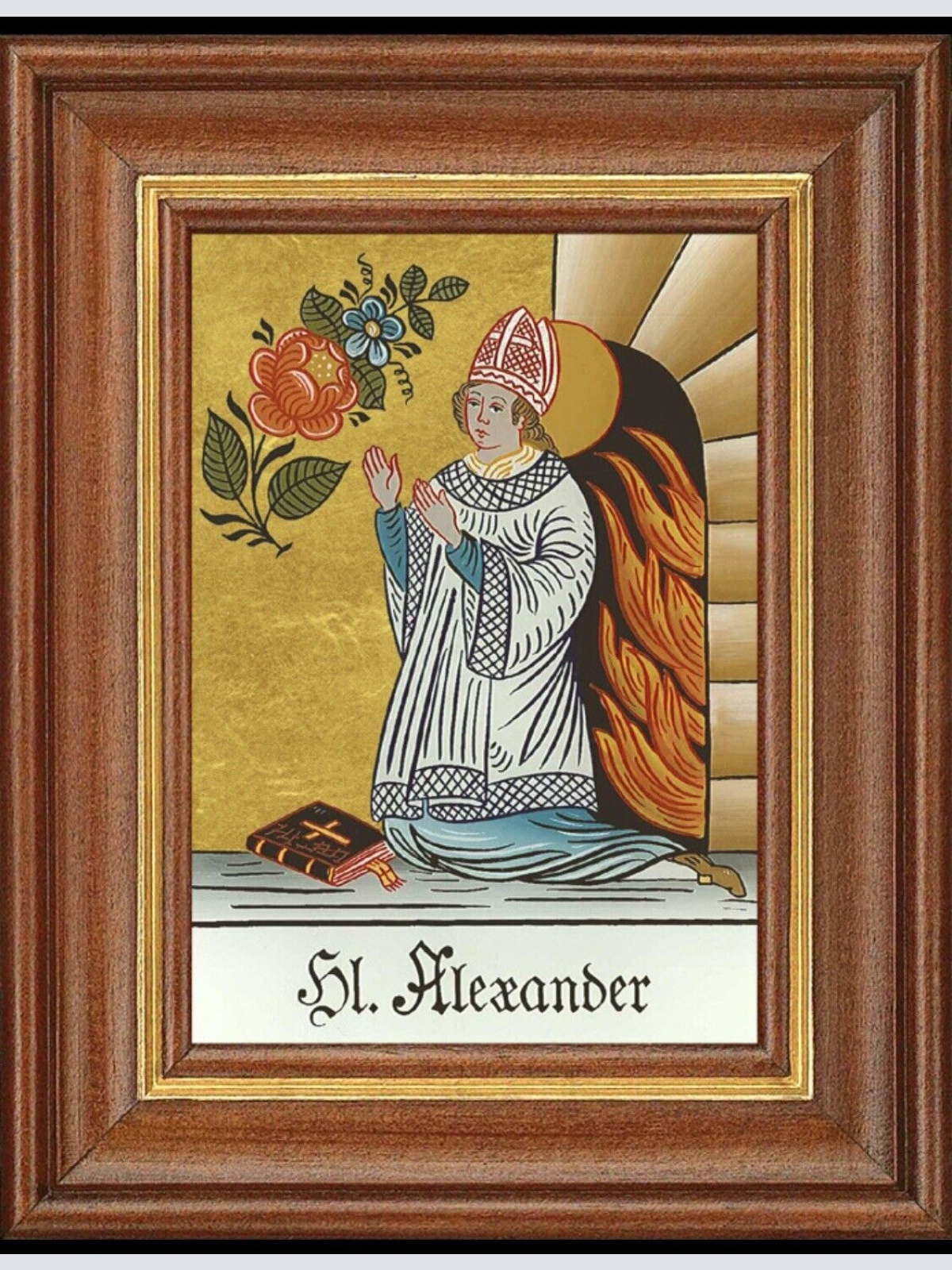Hinterglasbild Heiliger Alexander Patronatsbild Taufe Namenspatron  12,7x16