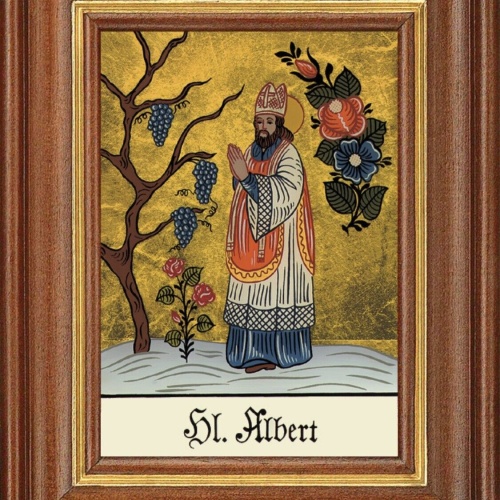 Hinterglasbild Heiliger Albert Patronatsbild Taufe Namenspatron  12,7x16