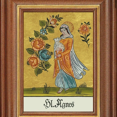 Hinterglasbild Heilige Agnes Patronatsbild Taufe Namenspatron  12,7x16