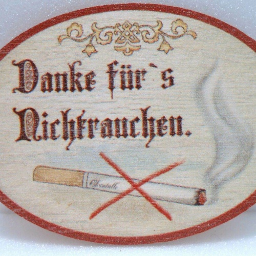 Nostalgie retro türschild nichtrauchen antik birkensperrholz oval 9x6,5cm