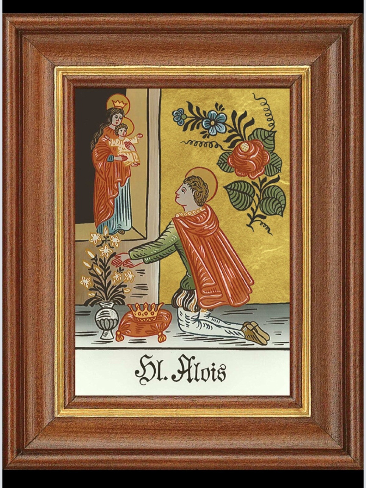 Hinterglasbild Heiliger Alois Patronatsbild Taufe Namenspatron  12,7x16