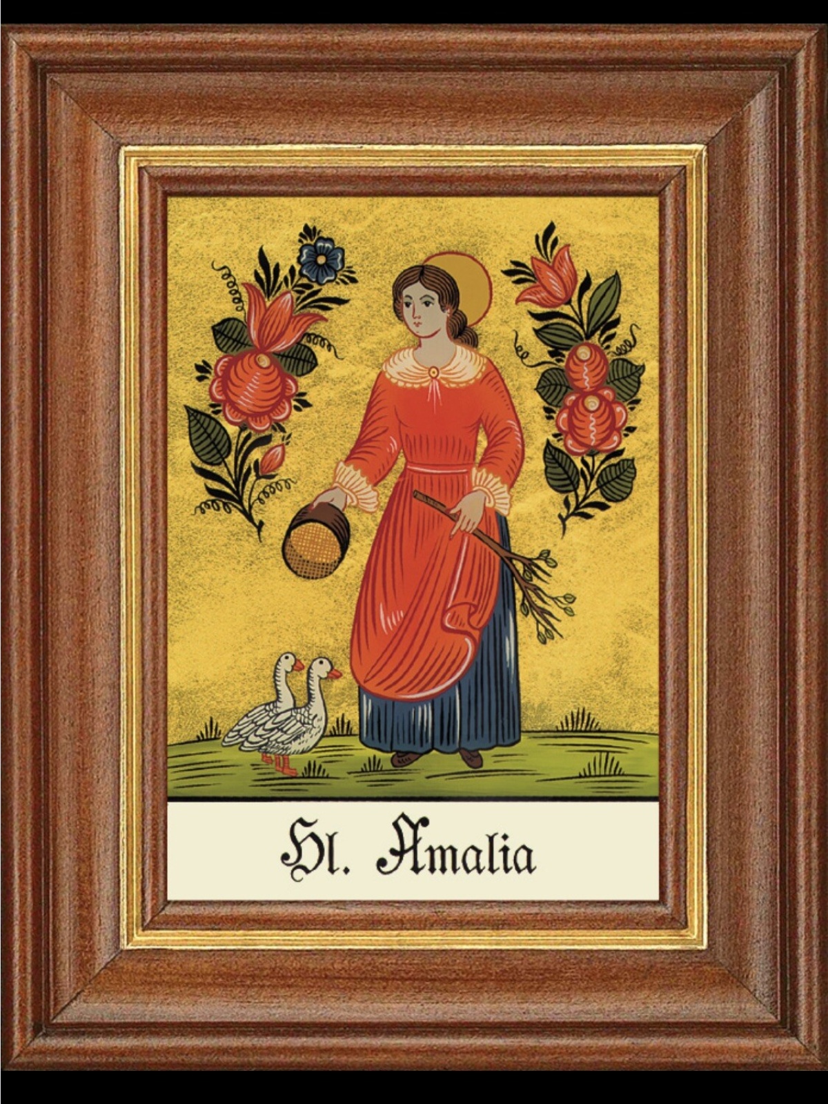 Hinterglasbild Heilige Amalia Patronatsbild Taufe Namenspatron  12,7x16