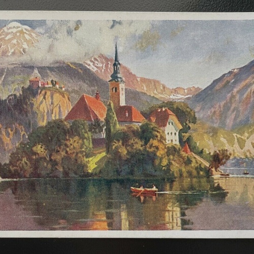 Bled See Insel Blejski Otok Kirche R.Marčić Gebirge Burg Slowenien 402488 TH A
