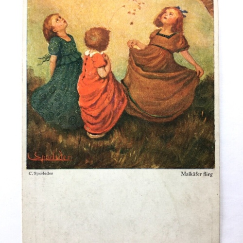 Maikäfer flieg (C.Sporleder) - Kinder beobachten Käfer - Künstlerkarte 40216 TH