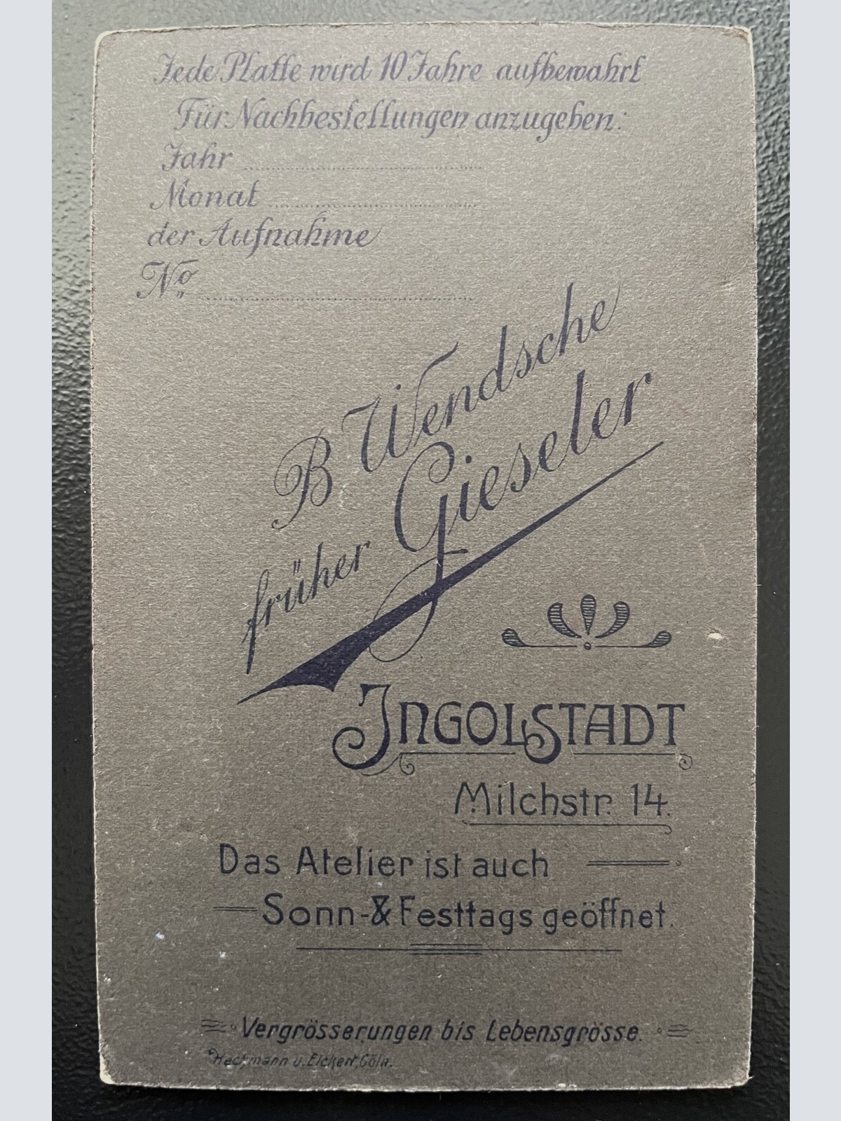 Foto Porträt Soldat Uniform Feldkappe Wendsche Ingolstadt ca10,4x6,4cm 402415 TH