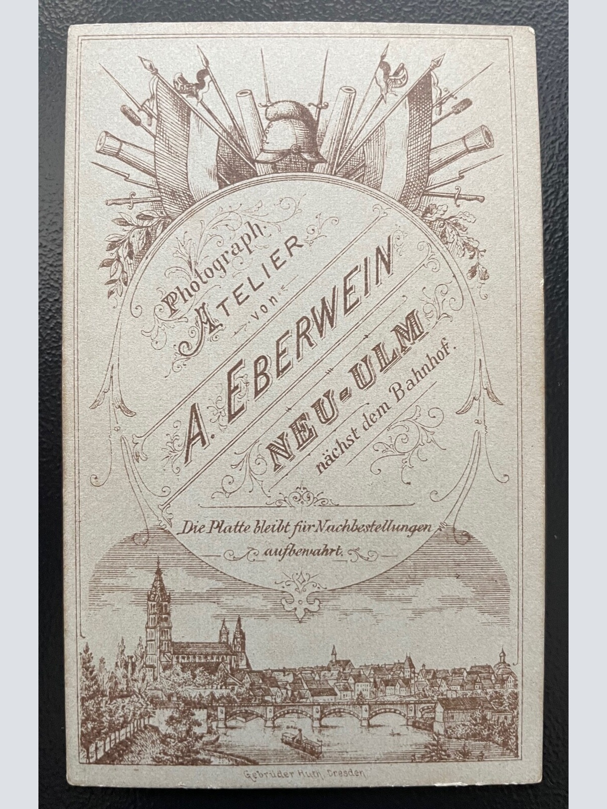 Foto Porträt Soldat Uniform Bart A.Eberwein Neu-Ulm ca.10,3x6,4cm 402433 TH