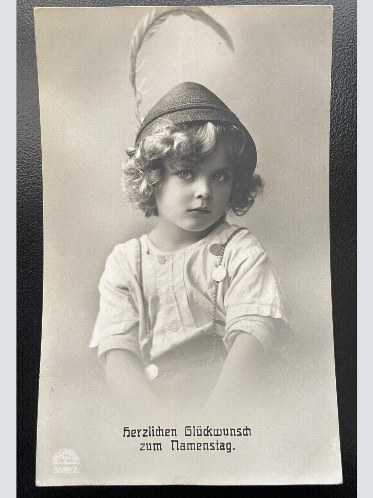 Herzlichen Glückwunsch zum Namenstag Kind Tracht Hut Gamsbart 402435 TH