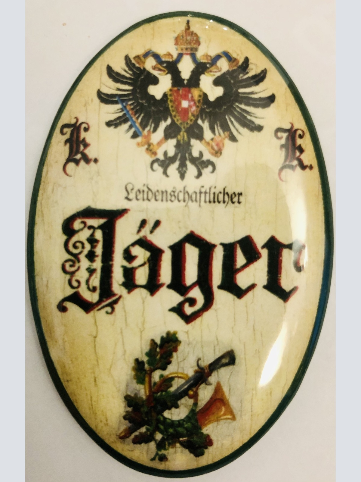 K&K Nostalgie Flaschenöffner Magnet Leidenschaftlicher Jäger  7x4,5cm