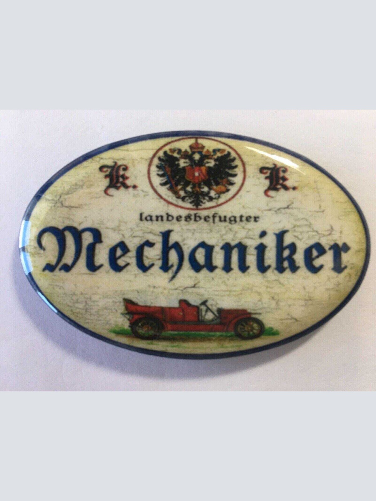 Nostalgie flaschenöffner magnet landesbefugter mechaniker auto oldtimer