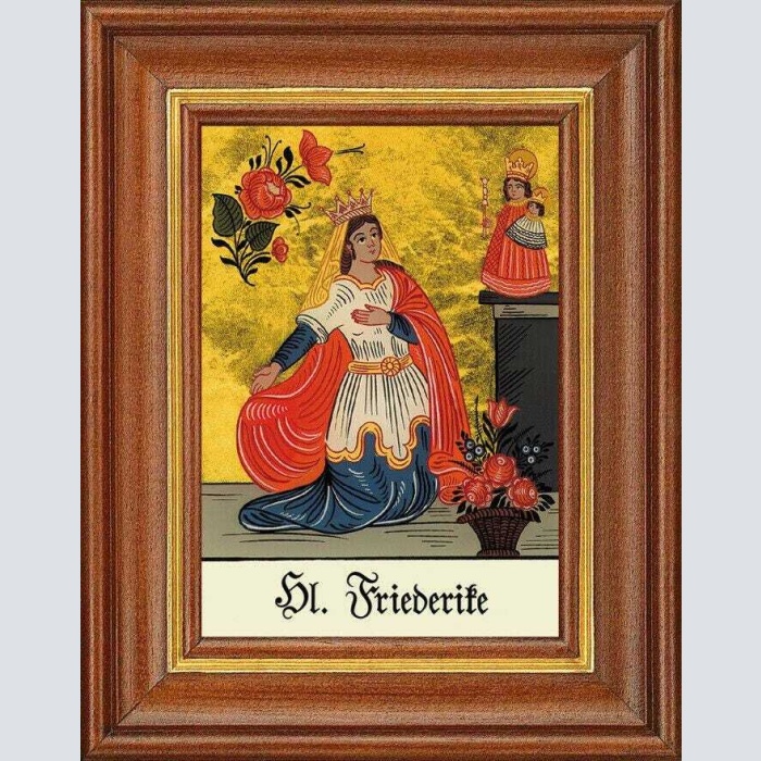 Hinterglasbild - heilige friederike - patronatsbild taufe namenspatron 12,7x16