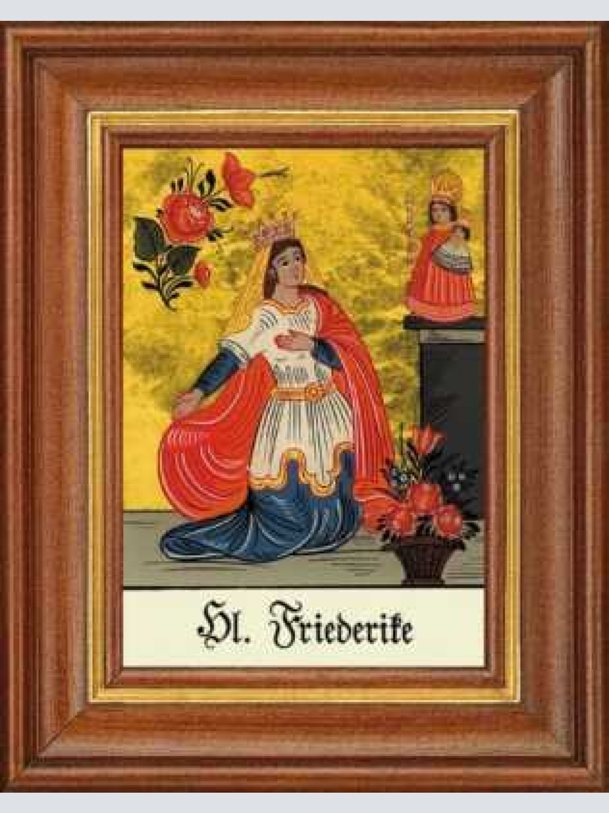 Hinterglasbild - heilige friederike - patronatsbild taufe namenspatron 12,7x16