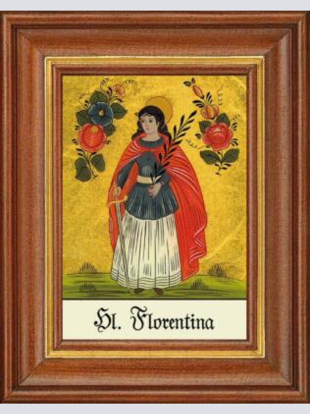 Hinterglasbild - heilige florentina - patronatsbild taufe namenspatron 12,7x16