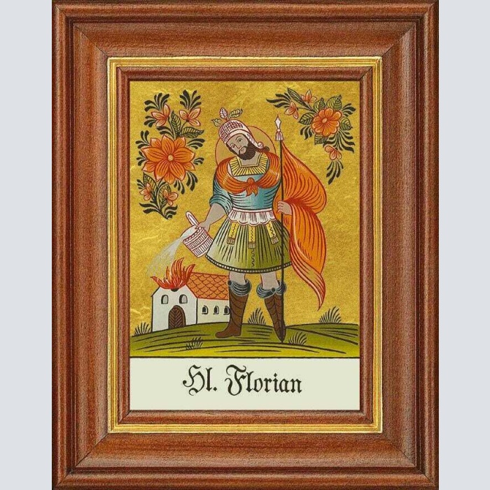 Hinterglasbild - heiliger florian - patronatsbild taufe namenspatron 12,7x16