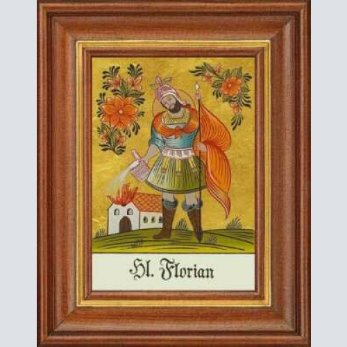 Hinterglasbild - heiliger florian - patronatsbild taufe namenspatron 12,7x16