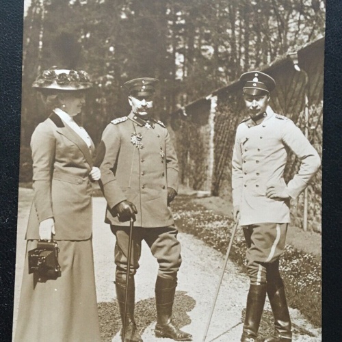 Unser Kaiserpaar m.d. Kronprinzen im Westen Soldaten Militär Krieg 400605 TH SH1