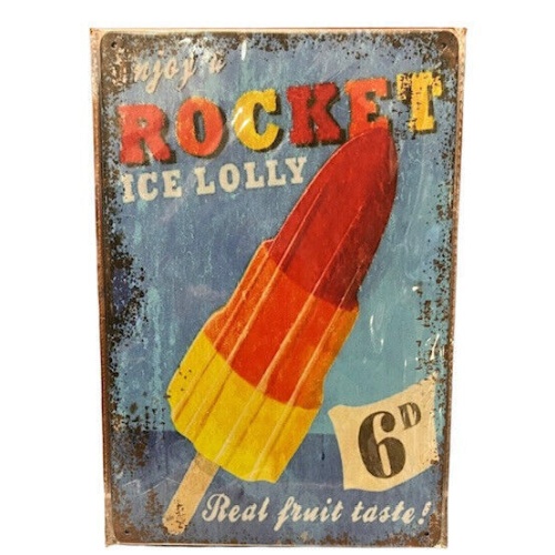 Nostalgie Vintage Retro Blechschild "Rocket Ice Lolly"  30x20    000AG