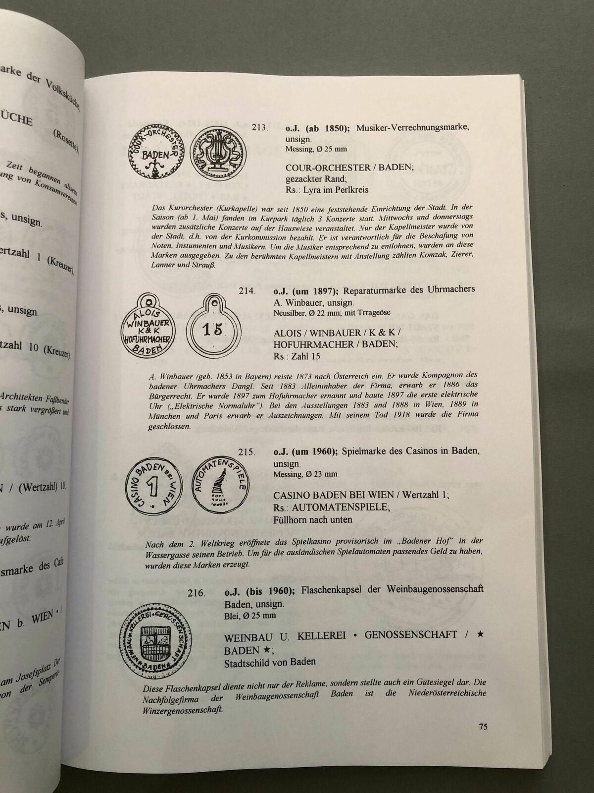 Medaillen Plaketten Abzeichen und Marken der Stadt Baden bei Wien 40209