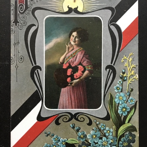 Blau blüht ein Blümelein - Frau mit Strauß - Soldaten Militär Krieg 400655 TH