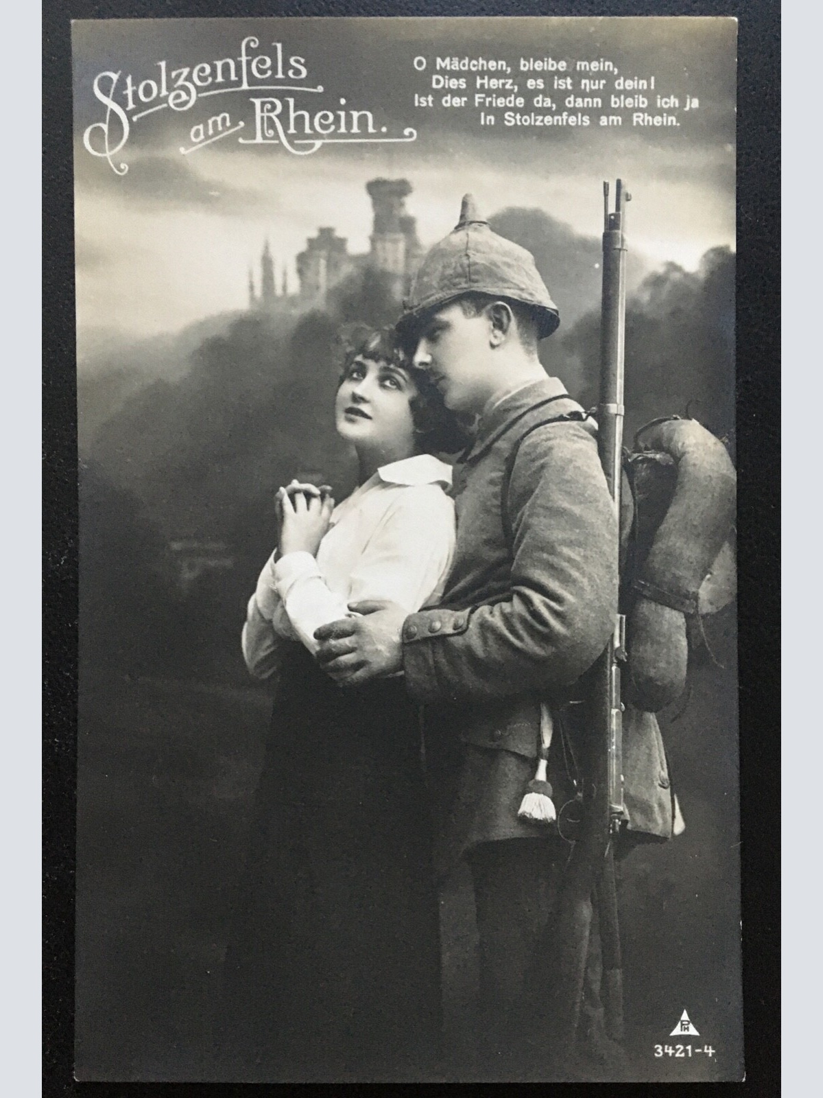 Stolzenfels am Rhein - Soldat mit Frau - Militär Krieg 400669 TH