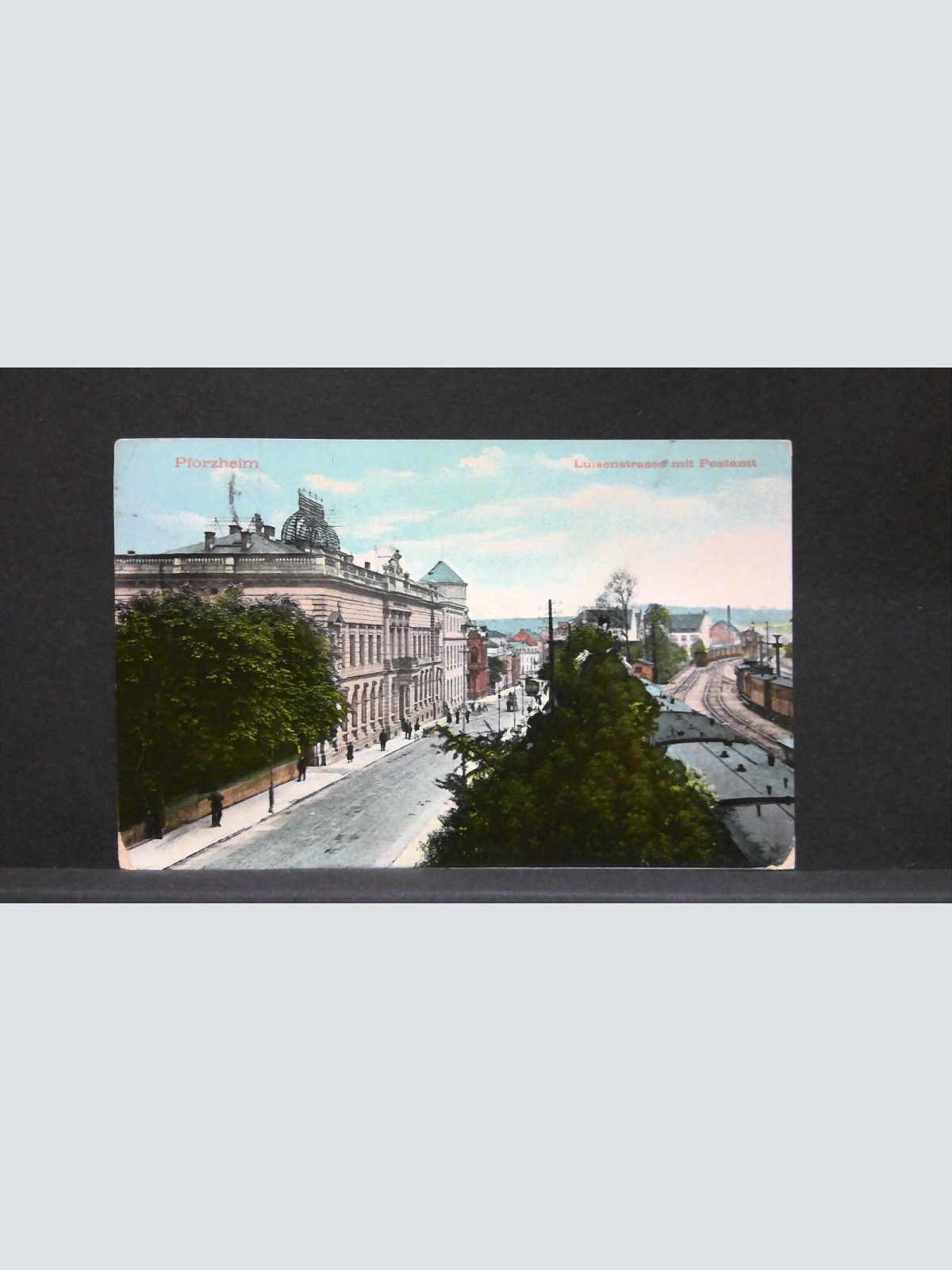 Pforzheim Luisenstrasse mit Postamt JW65456