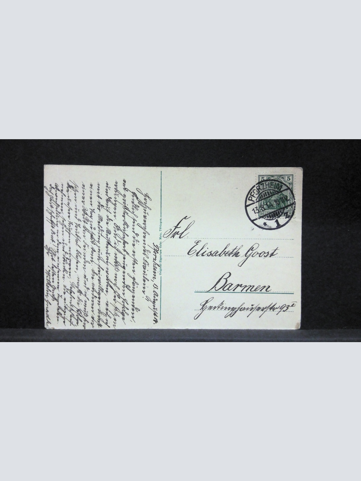 Pforzheim Luisenstrasse mit Postamt JW65456