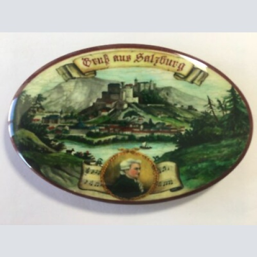 Nostalgie flaschenöffner magnet gruß aus salzburg festung mozart noten