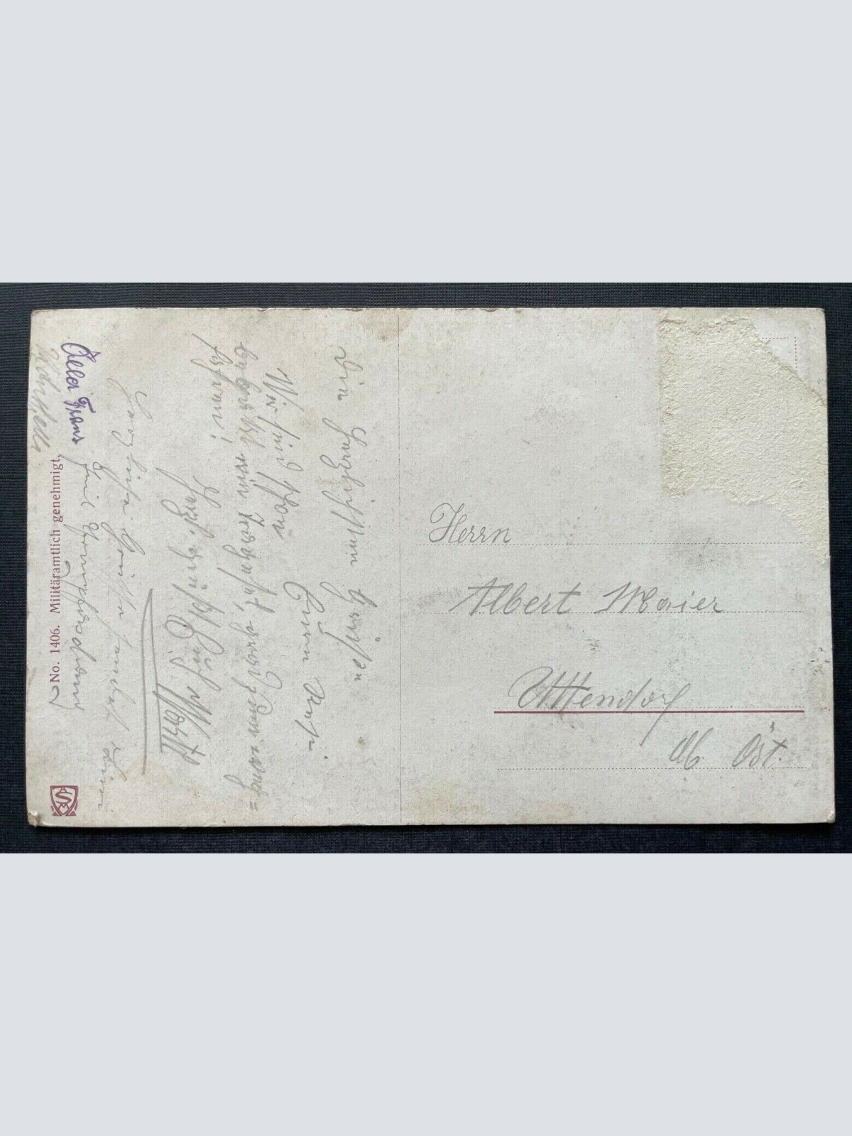 Malerei Gott schütze ihn Weltkrieg Kuglmayr Frau Kleid Bildstock Kreuz 400394 TH