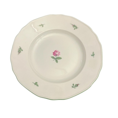 Augarten Porzellan Teller gewölbt 25cm 62/5089/144 mit Rose R0031