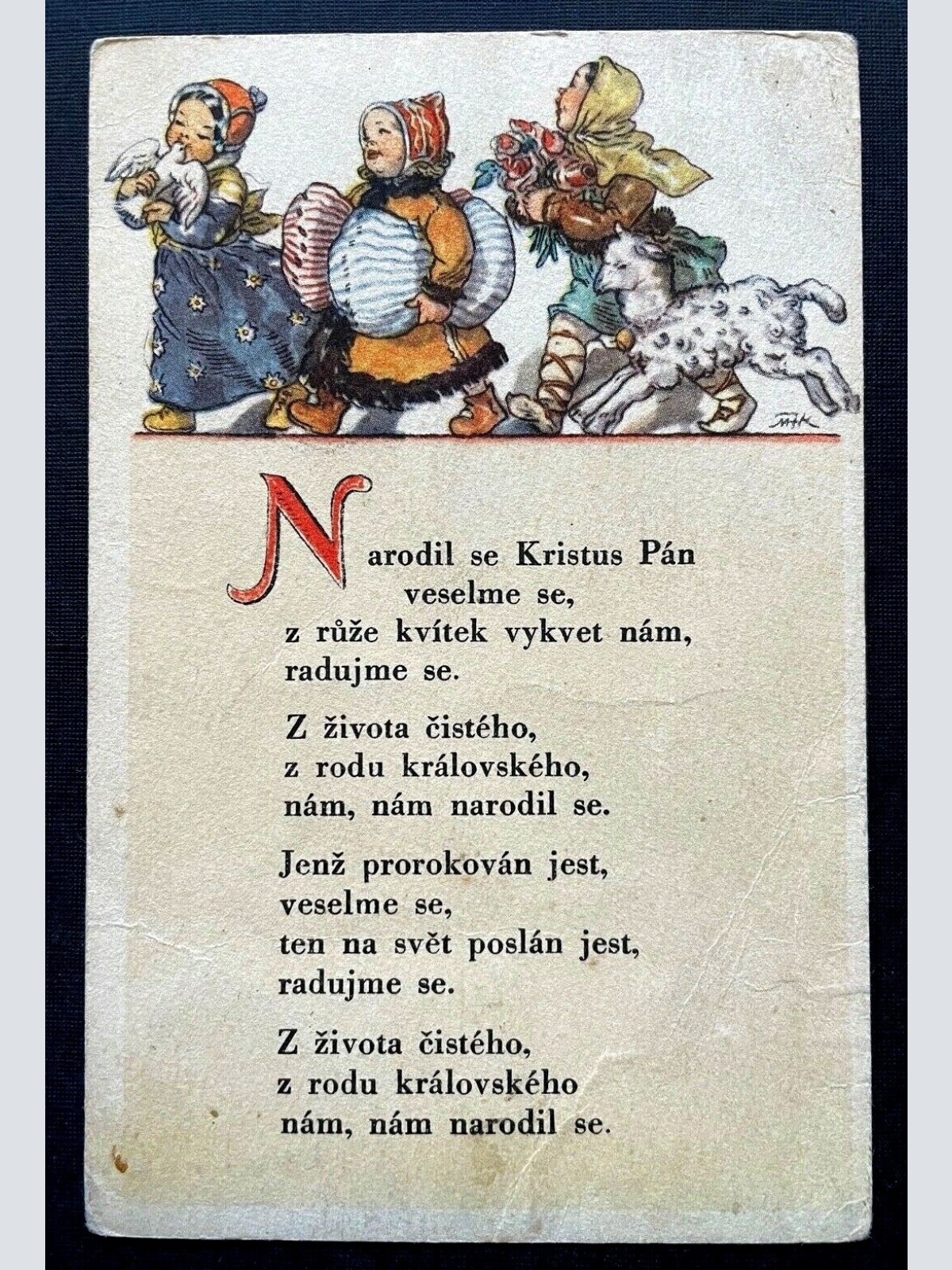 Narodil se Kristus Pán Christus Geburt Liedtext Kinder Hund Tschechien 410775 TH