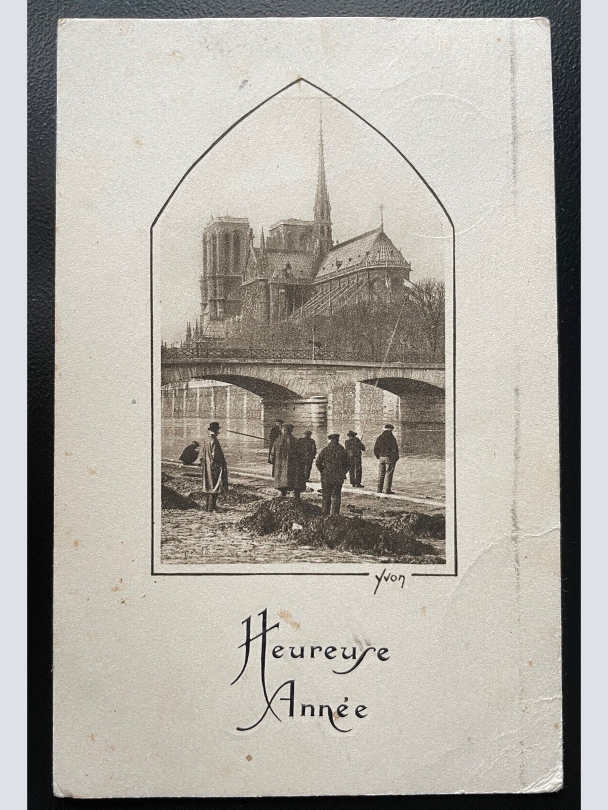 Heureuse année Frohes neues Jahr Notre Dame Kirche Paris Frankreich 400593 TH D