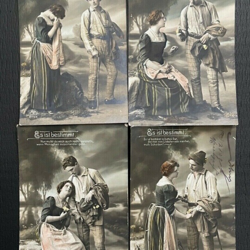 4er Set Es ist bestimmt Gedicht Mann Frau Paar Liebe Kleid Hut Tracht 400408 TH