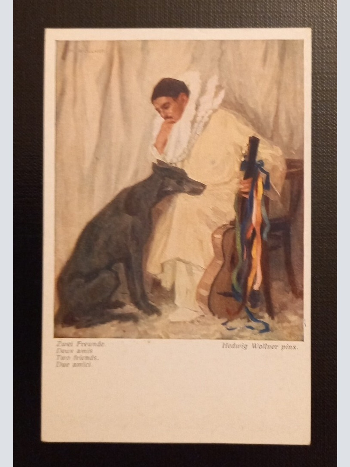 Künstlerkarte Hedwig Wollner Zwei Freunde 650213 Ga E