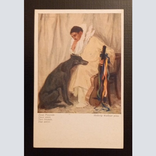 Künstlerkarte Hedwig Wollner Zwei Freunde 650213 Ga E