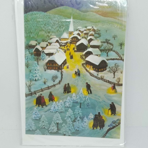 Nostalgie Weihnachtskarte Winterlandschaft Schnee 10,5x15 inkl. Kuvert 80076