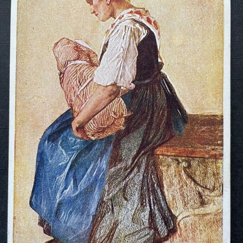 Malerei Die Mutter I.Katz Frau Kind Baby Kleinkind Kleid Tracht 400349 TH