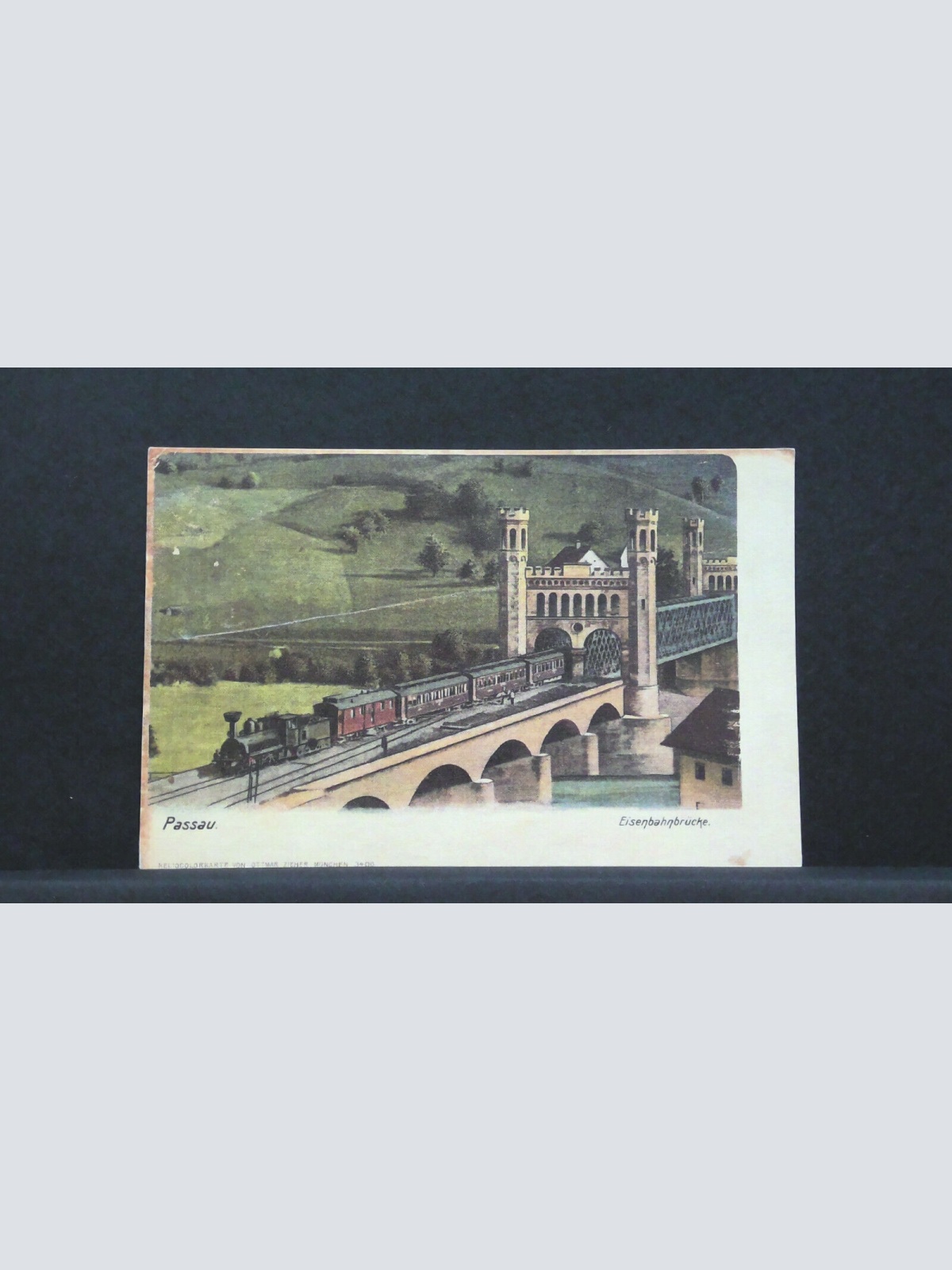 Passau Eisenbahnbrücke Gemälde JW 402943 F