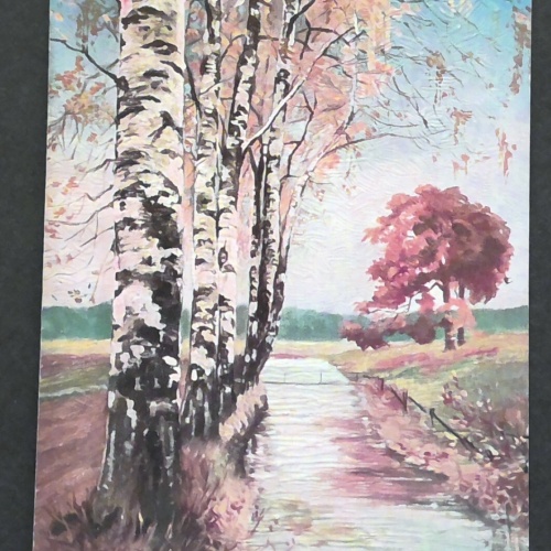 Max Müller Birken am Bach Gemälde Tiefdruck JW 410169 F