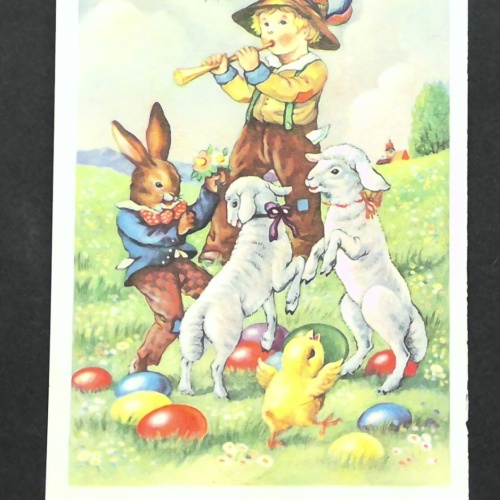 Frohe Ostern Junge Hase Lamm Küken Eier Vogel JW ohneZahl F