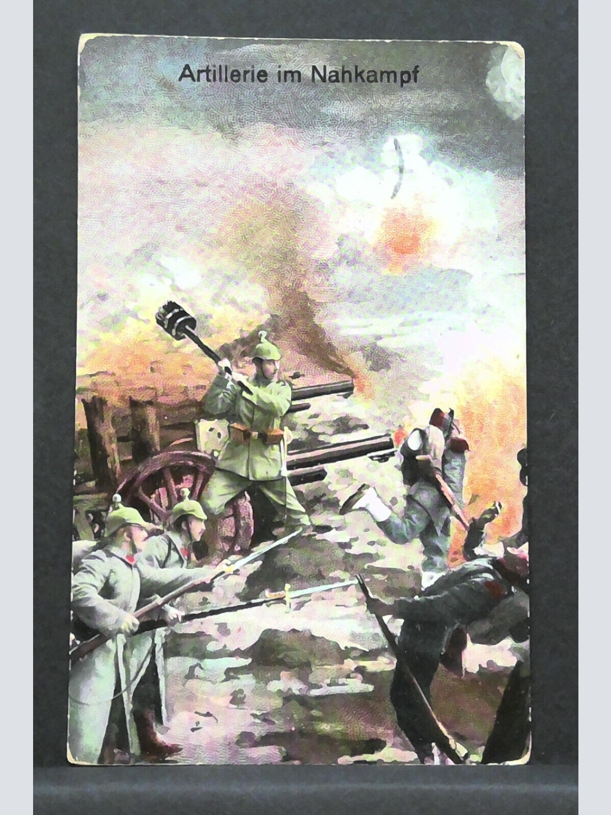 Artillerie im Nahkampf 1.WK Gemälde Feldpost JW 402949 F