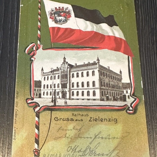 Gruss aus Zielenzig Rathaus Flagge Sulęcin Lebus Polen 75351