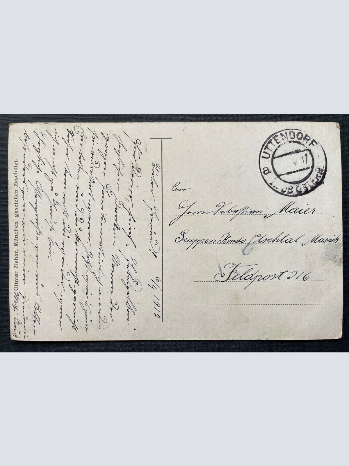 Gott schütze unsere Lieben im Felde Mutter Kind Tracht Bildstock Krieg 410797 A